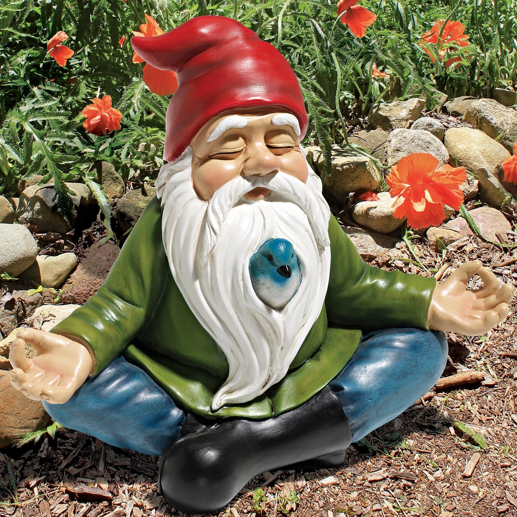 Beard Hidden Bird Meditation Dwarf Dwarf Ornaments Dwarf Zen Garden Statue Decoration Resin Crafts